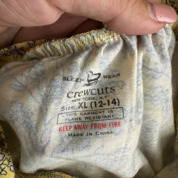 2/$24 Crewcuts New York Nightgown Sleep Wear Dress Floral Yellow 12 - 14 #9194 - Picture 4 of 7